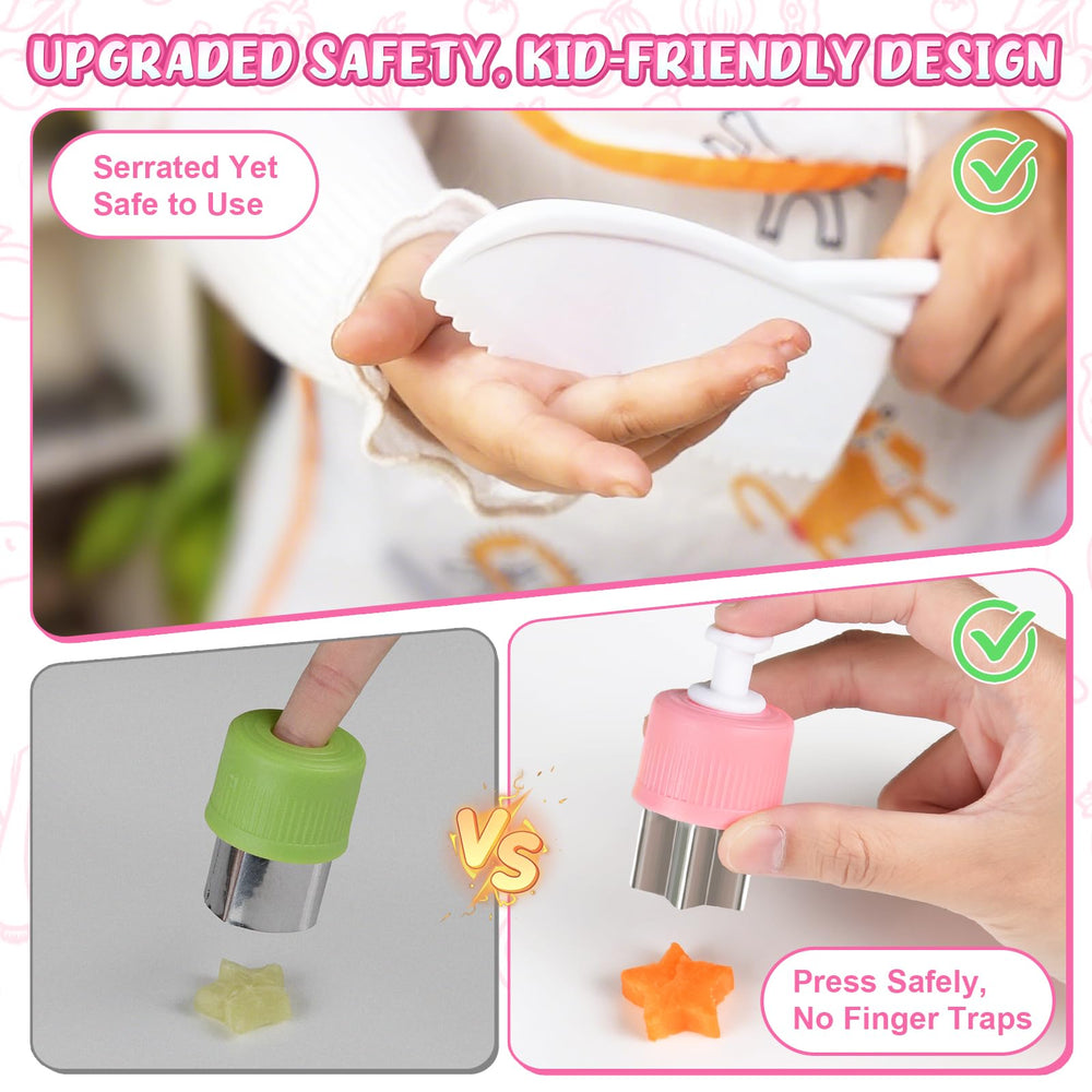Aojieni cut-proof gloves provide extra protection during kitchen play.