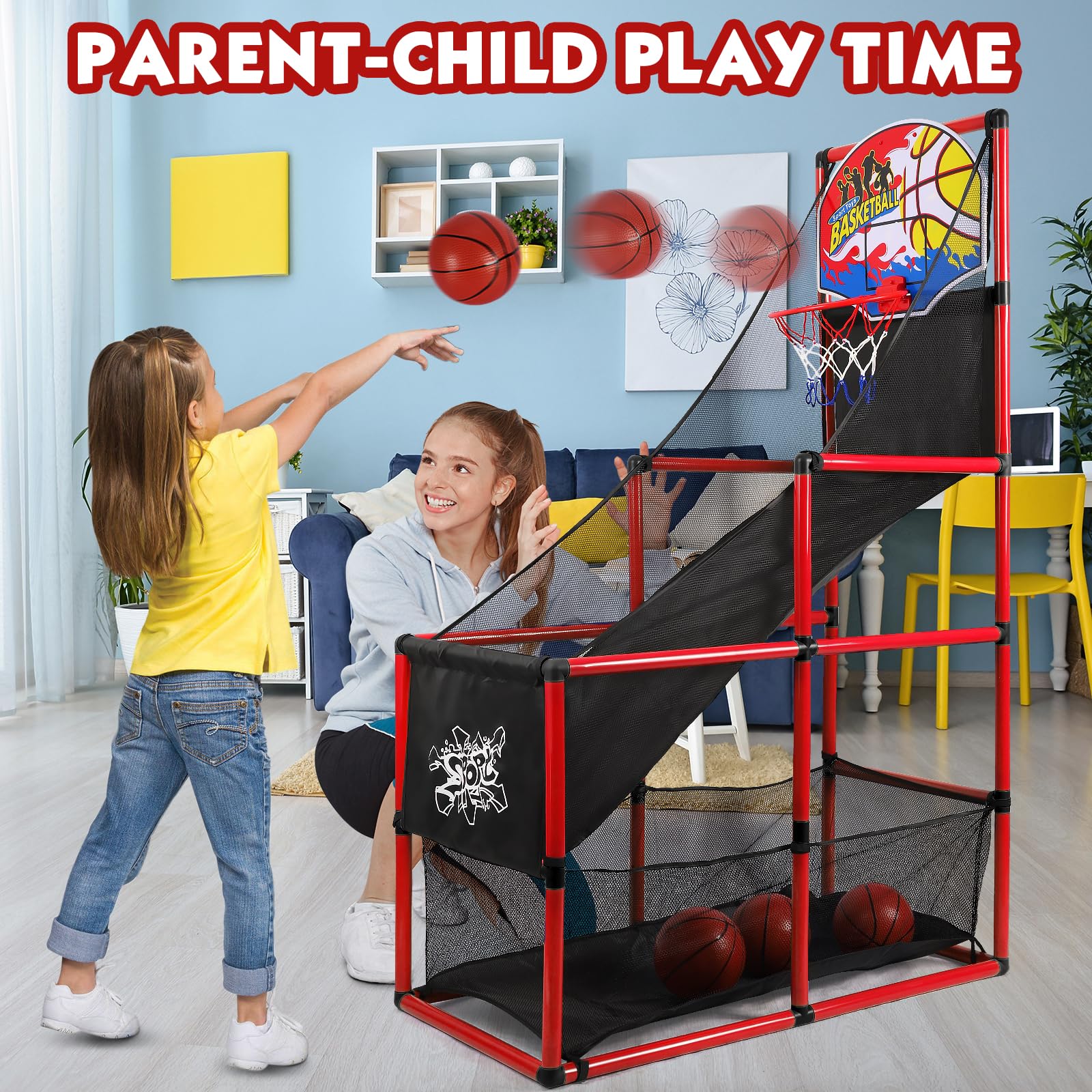 AOKESI arcade hoop with adjustable height fits kids ages 3–12