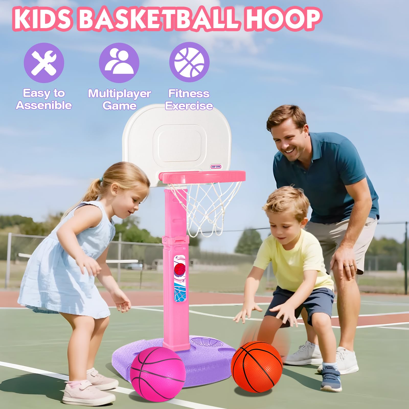 AOKESI pink hoop with soft inflatable balls ideal for gentle indoor play.