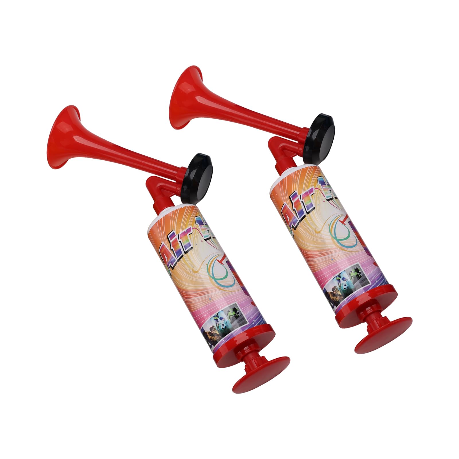 Aolihan Noise Makers Prank Kit – close-up of the two mini air horns in bright colors for party fun.