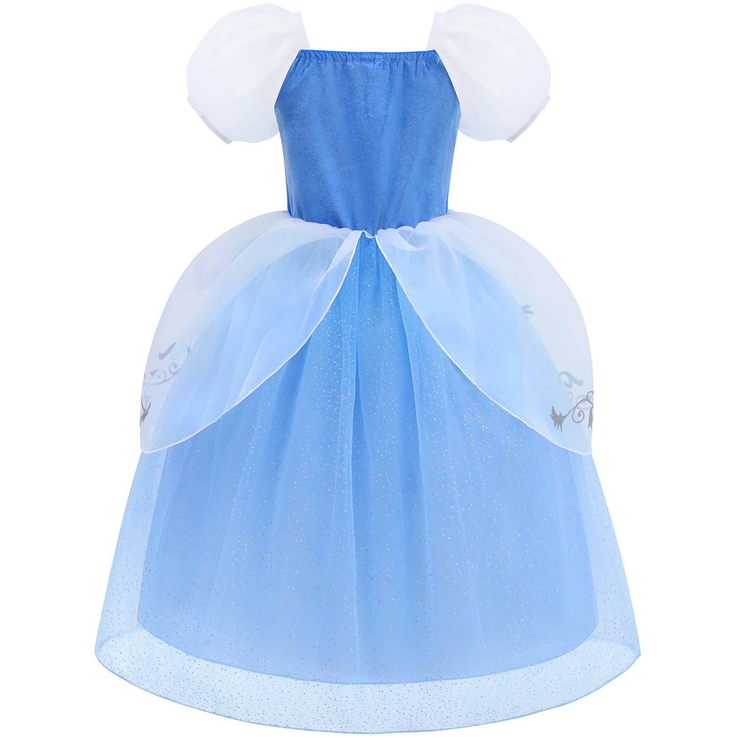 Aolliya Princess Dress blue sleeve detail shows puff sleeves for elegant pretend play.