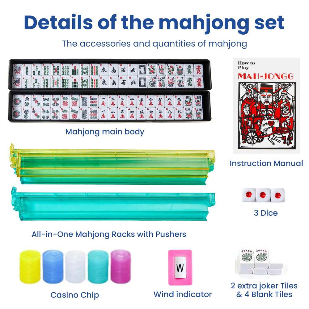 Aomercare blue carrying bag keeps the Mahjong set portable.