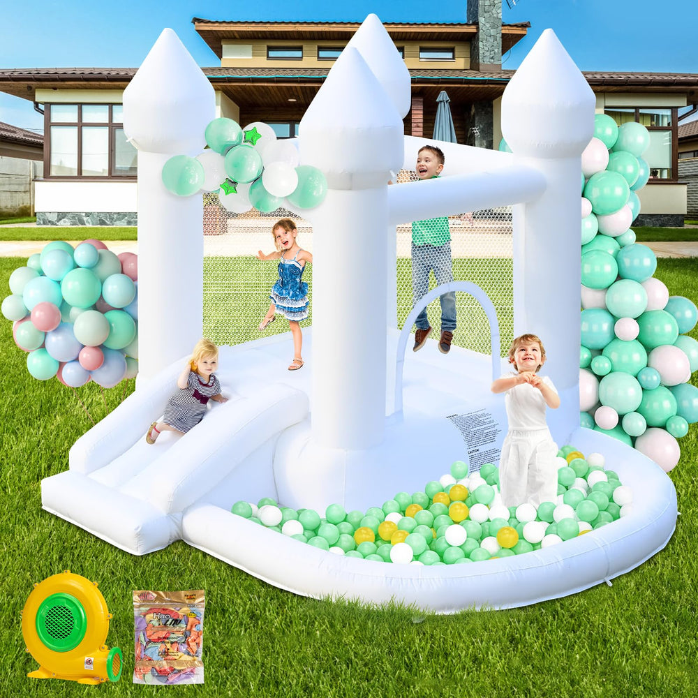 AONESY White Bounce House ball pit area, ideal for sensory play and social fun