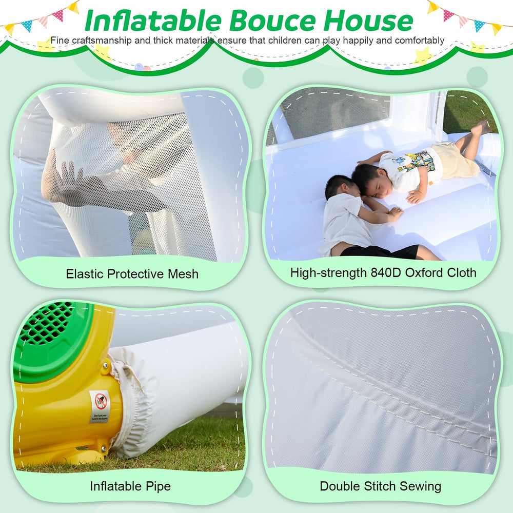 AONESY White Bounce House blower connection detail highlighting quick setup
