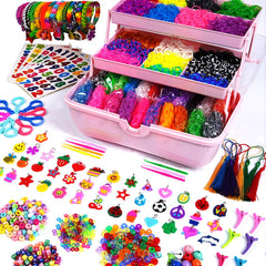 AooeDomi loom bands contents showcase vibrant colors for kids' bracelet crafting