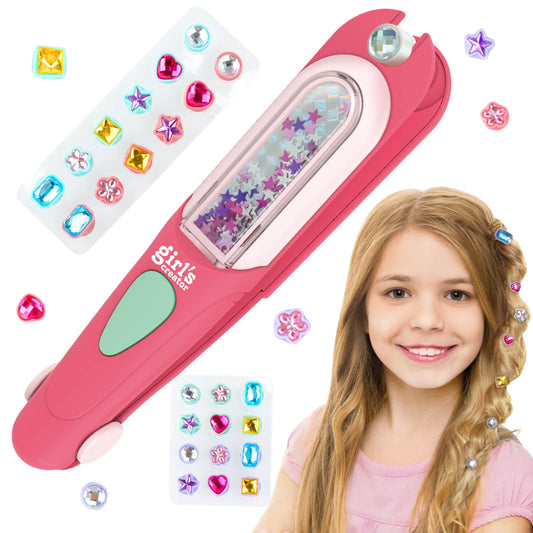 Aooess hair gem stamper in action for easy kid-friendly styling.
