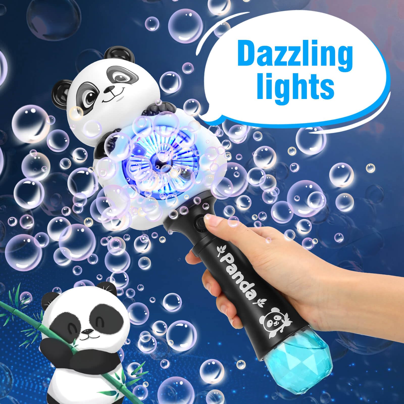 Aooess Panda Bubble Wand with safe durable ABS and leak-proof design