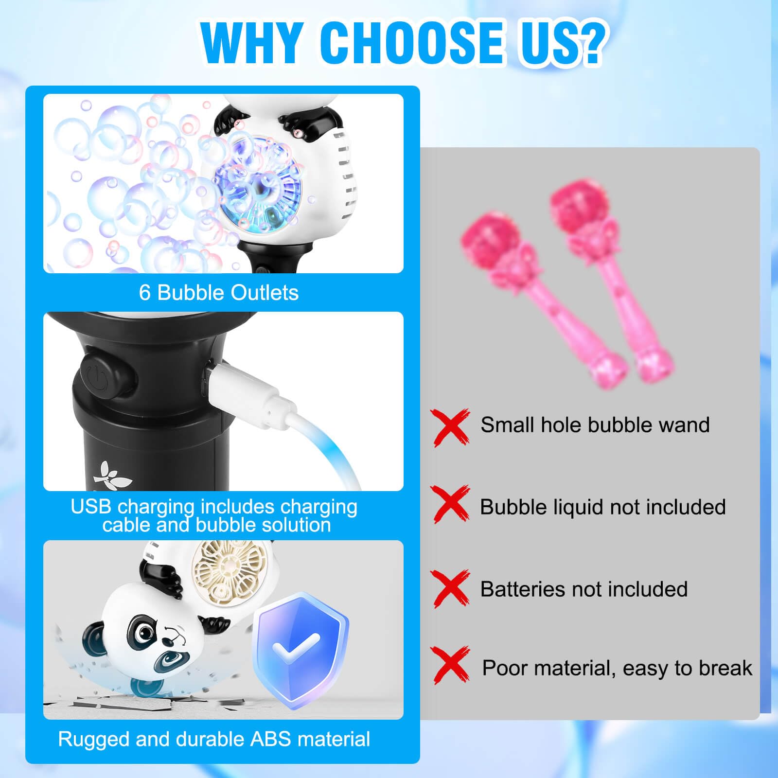 Aooess USB rechargeable bubble wand provides hours of play