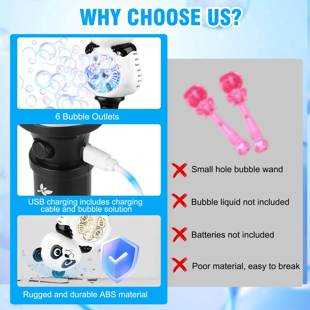 Aooess USB rechargeable bubble wand provides hours of play