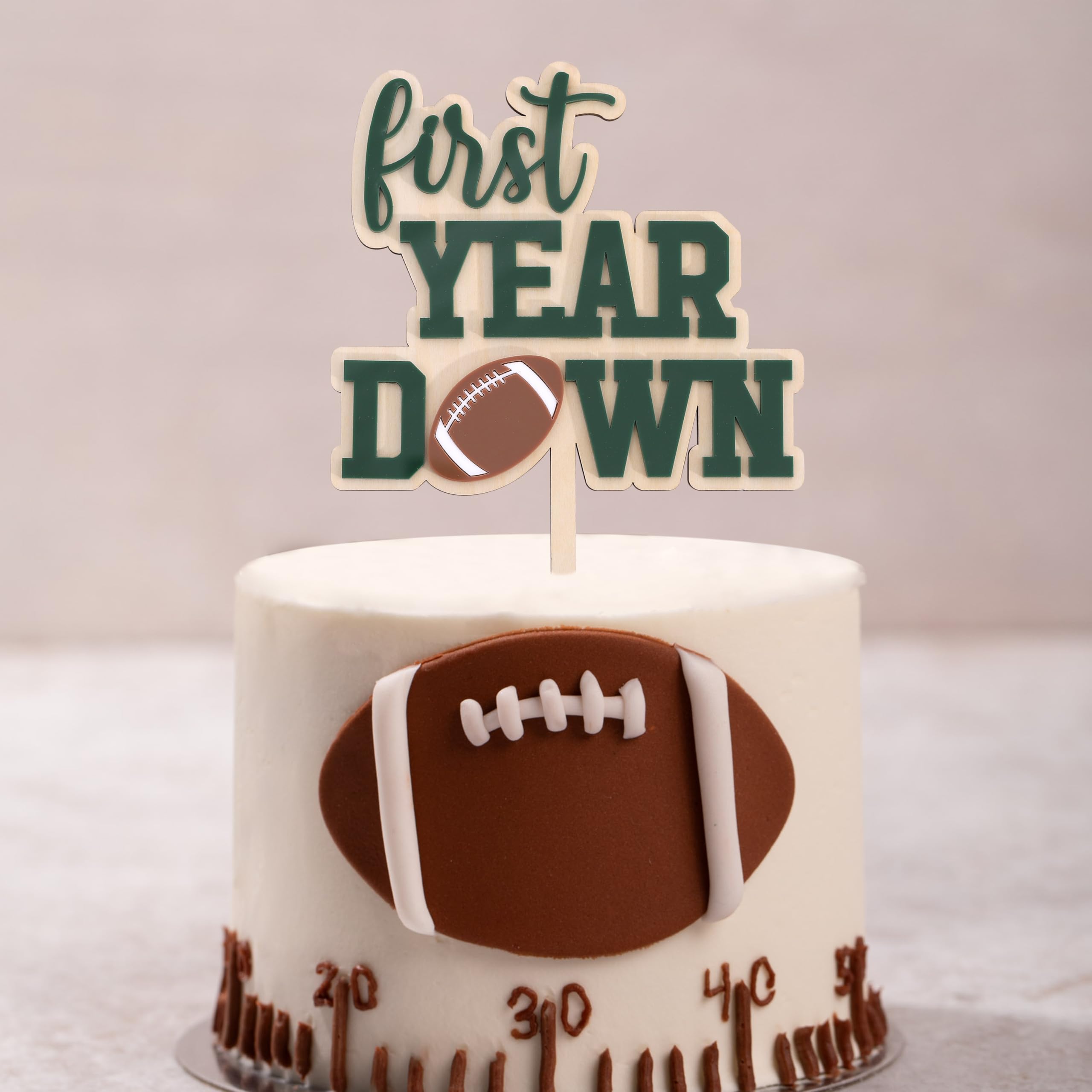 AOQURE durable wooden design sits on cake and in photos.