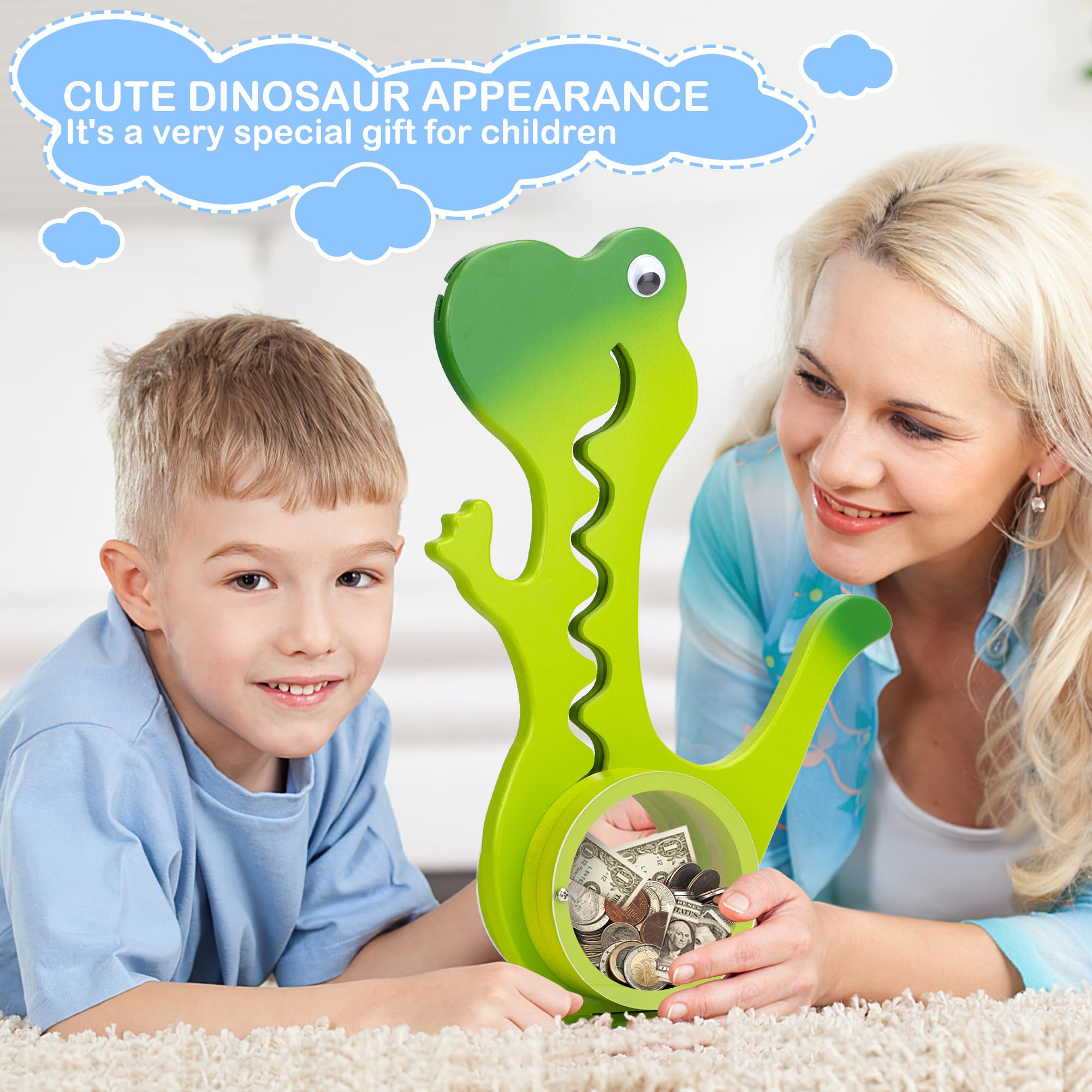 AORCMITN dinosaur bank belly view highlighting coin accumulation