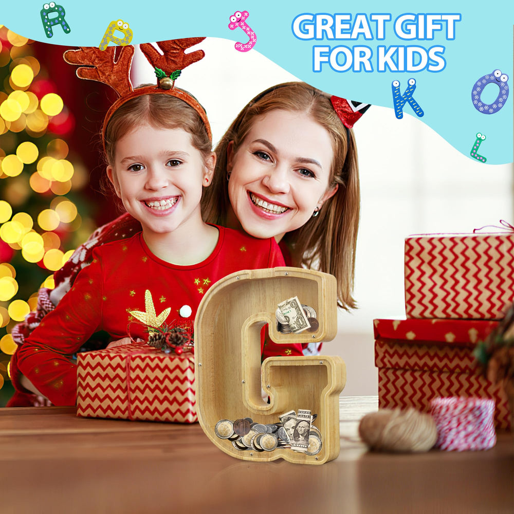 AORCMITN gift-ready wooden money jar suitable for kids