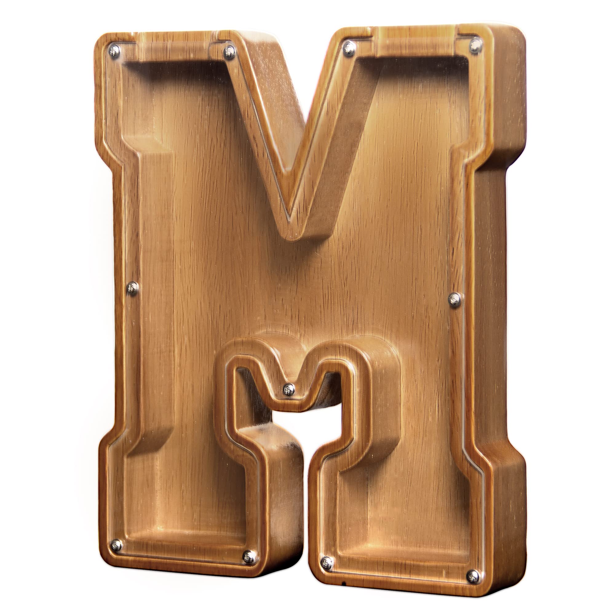 AORCMITN large wooden piggy bank with transparent window showing savings progress.