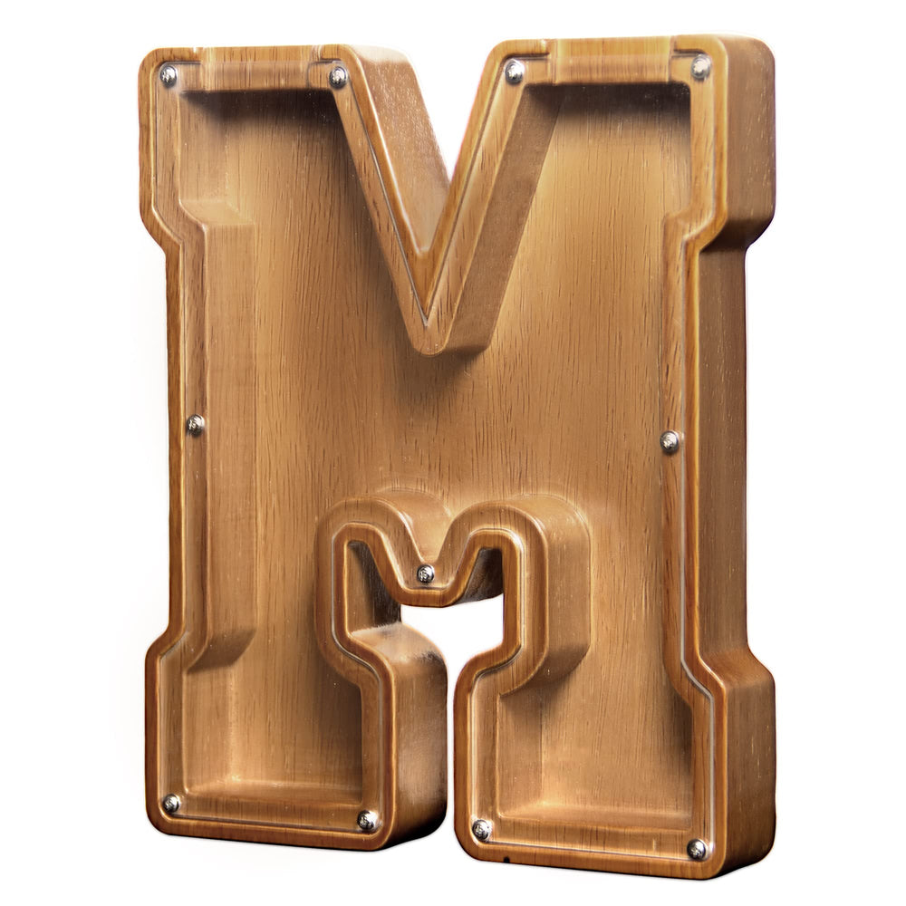 AORCMITN large wooden piggy bank with transparent window showing savings progress.