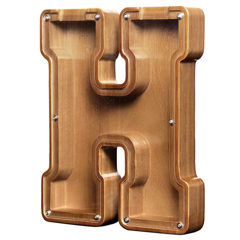AORCMITN large wooden letter bank front view with sturdy, kid-friendly design.