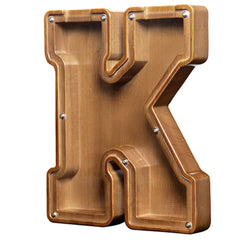 AORCMITN large wooden letter coin bank with transparent window for tracking savings