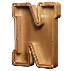 AORCMITN large wooden letter coin bank with clear window for kids' savings.