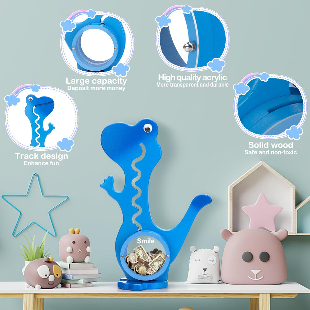 AORCMITN personalization stickers for name and year on the dinosaur bank