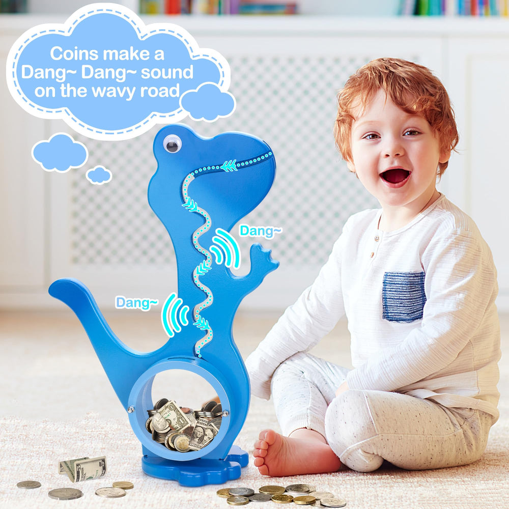 AORCMITN wooden piggy bank with smooth edges for safe toddler use