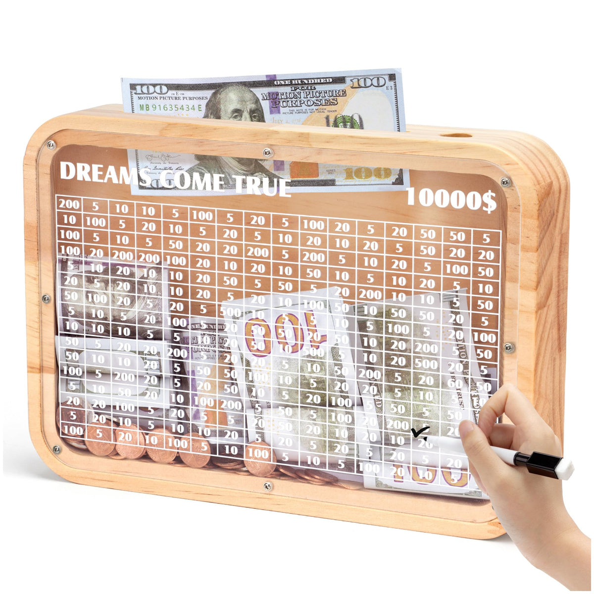 AORCMITN wooden 10000 money box front view for family savings