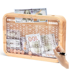 AORCMITN wooden 10000 money box front view for family savings