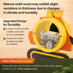 AORCMITN wooden excavator piggy bank coin slide captivates kids during money routine