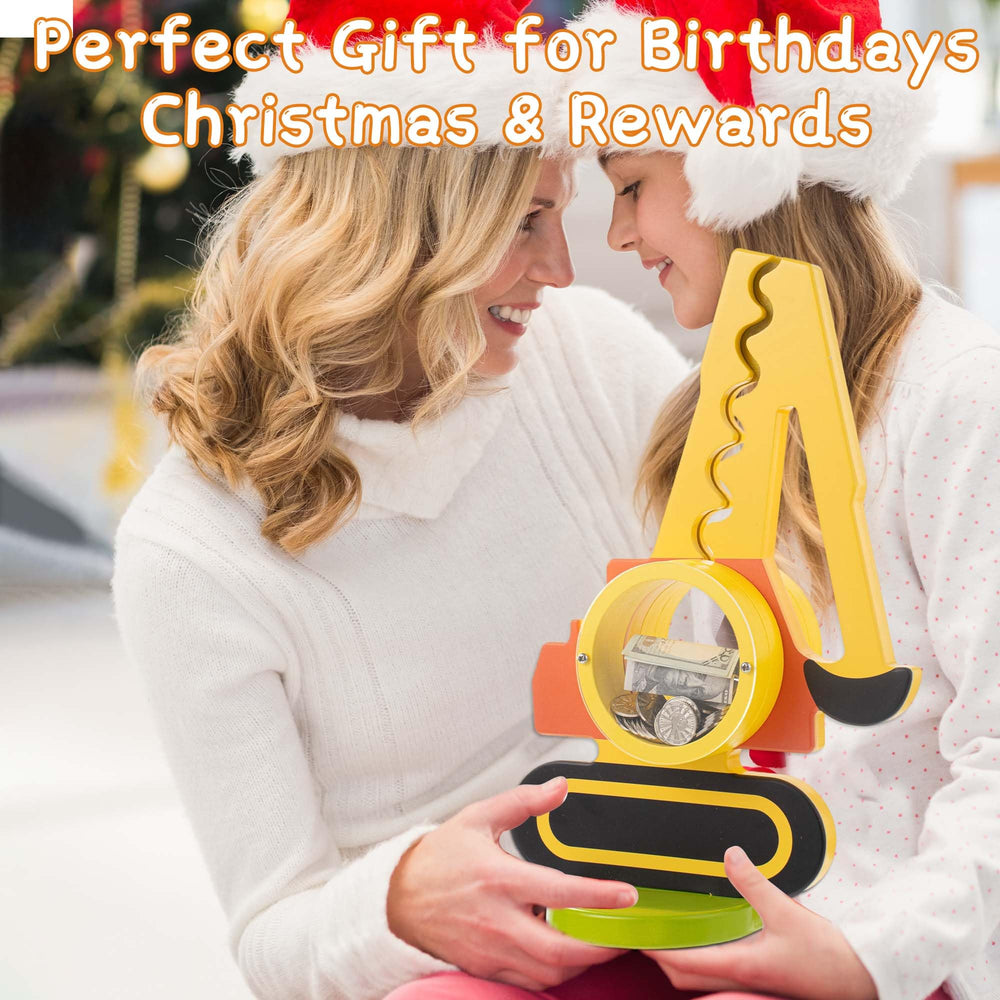 AORCMITN wooden excavator piggy bank ideal gift with thoughtful packaging and support