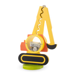 AORCMITN wooden excavator piggy bank side view encourages ongoing saving play
