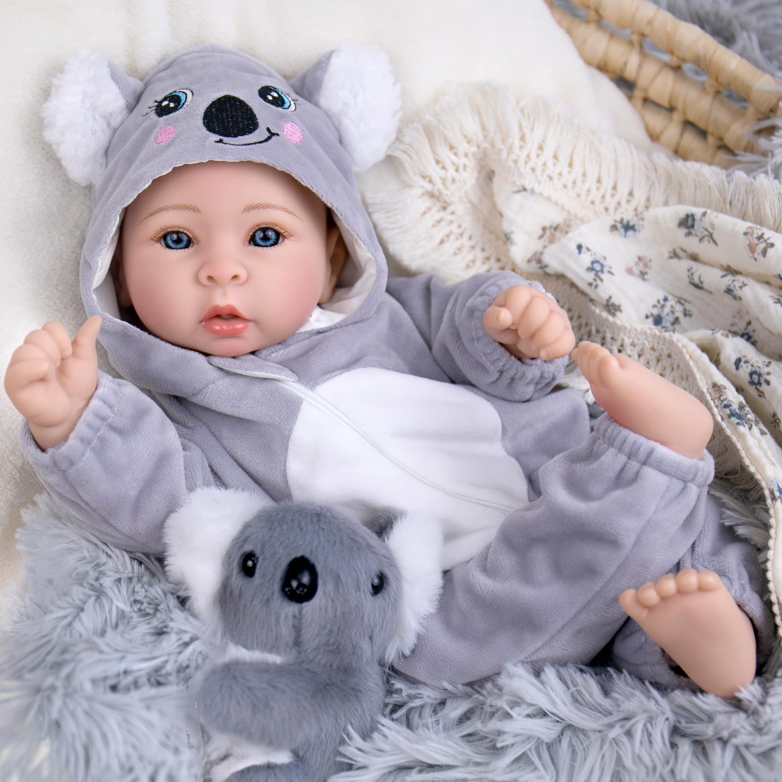 Aori 17-inch lifelike doll head and limbs with realistic detail for nurturing play