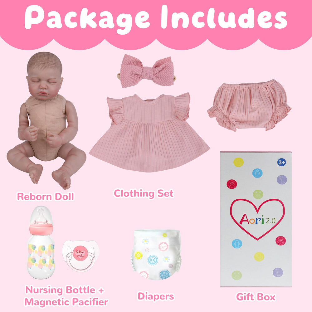 Aori 2.0 lifelike reborn doll wearing authentic 3 month clothes