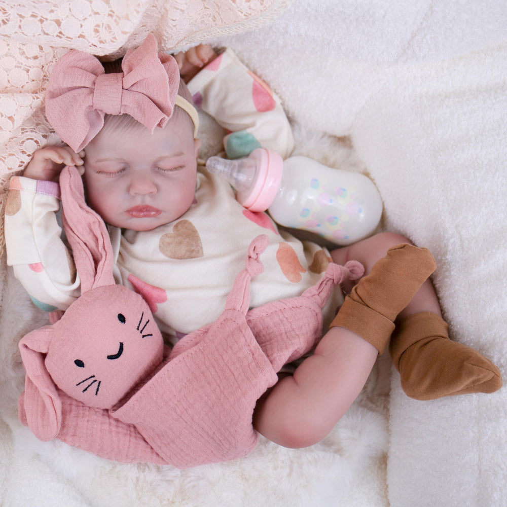 Aori 2.0 reborn doll face close-up showing lifelike features for nurturing play