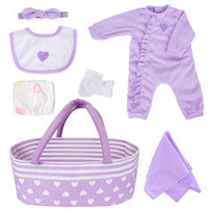 Aori bassinet with purple heart design for easy transport and display.