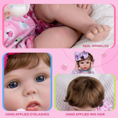 Aori doll includes birth certificate, feeding bottle, and magnetic pacifier.