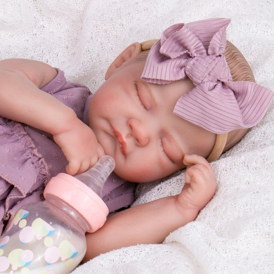Aori hand-painted blushing features with eyelashes and rosebud lips, ideal for display and storytelling.