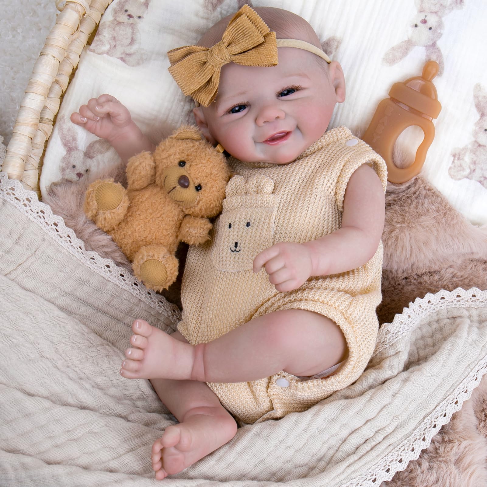 Aori lifelike reborn baby doll face detail for immersive imaginative play.