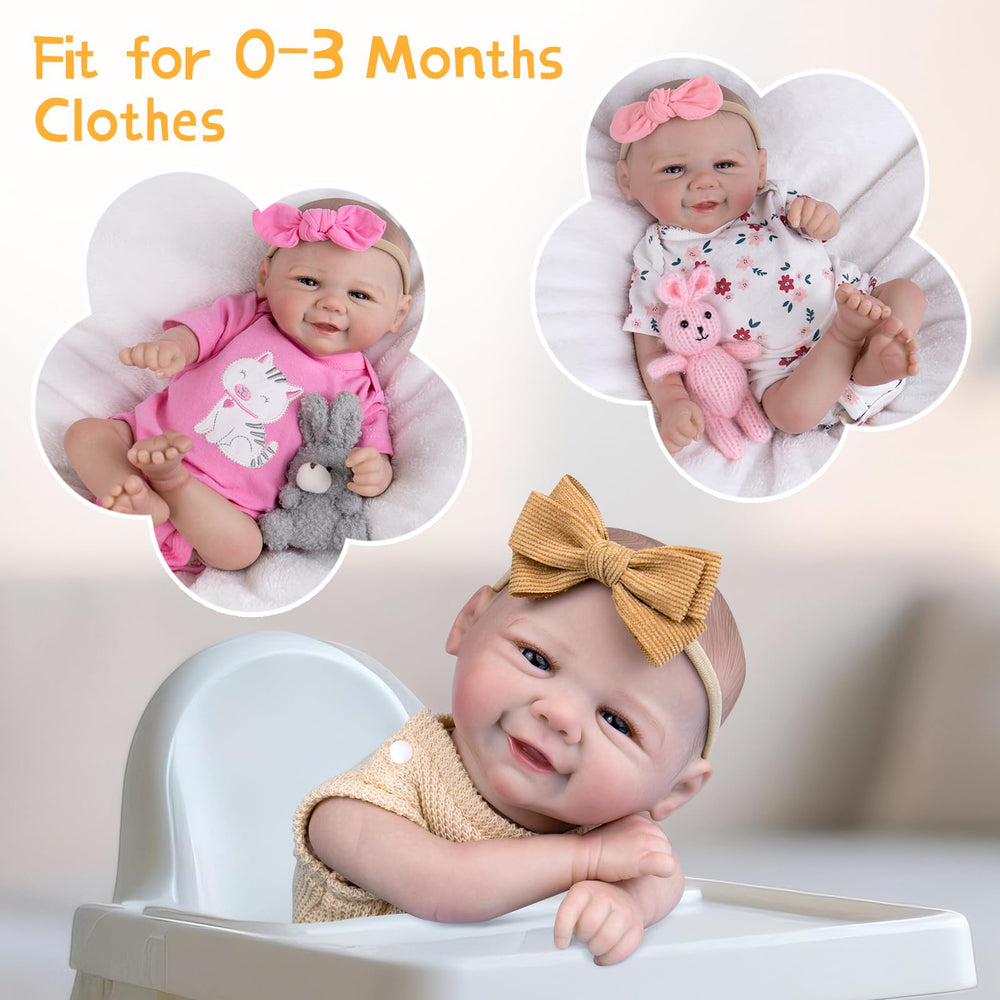 Aori lifelike reborn doll outfit set enhances dress up and photo moments.
