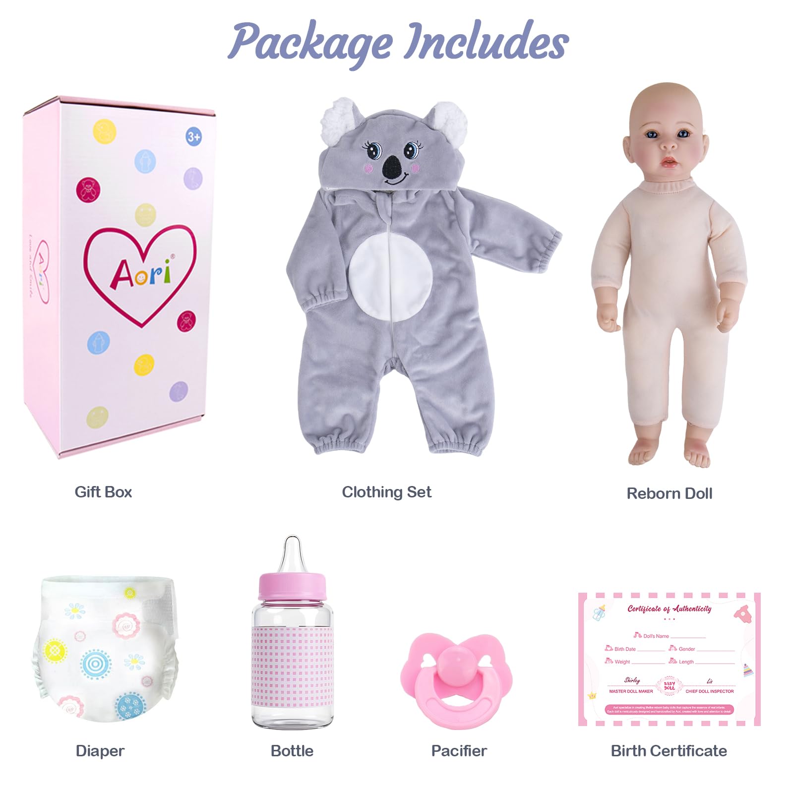 Aori ready-to-gift premium set includes outfit birth certificate bottle pacifier diaper