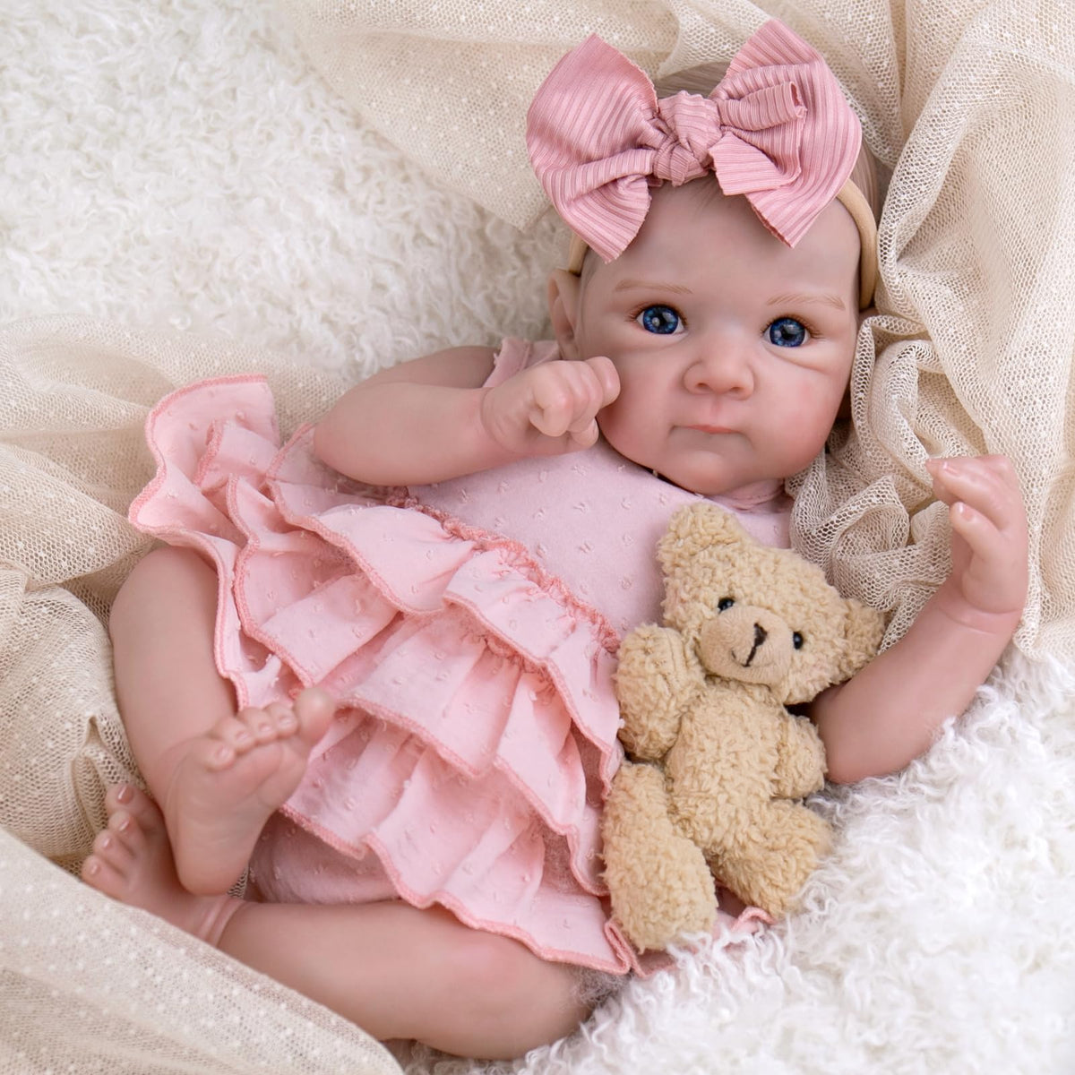 Aori Realistic Reborn Baby Doll, 20-inch lifelike face for imaginative play.