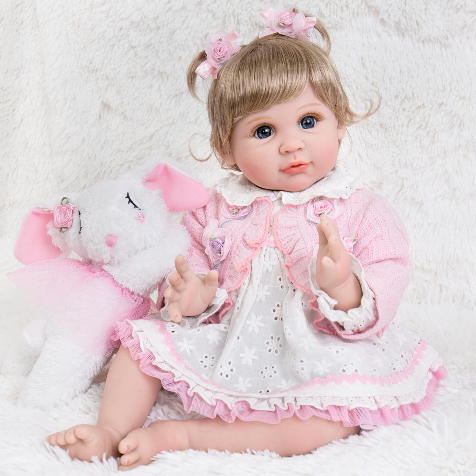 Genuine Aori Reborn 22-inch doll in pink outfit for imaginative play.