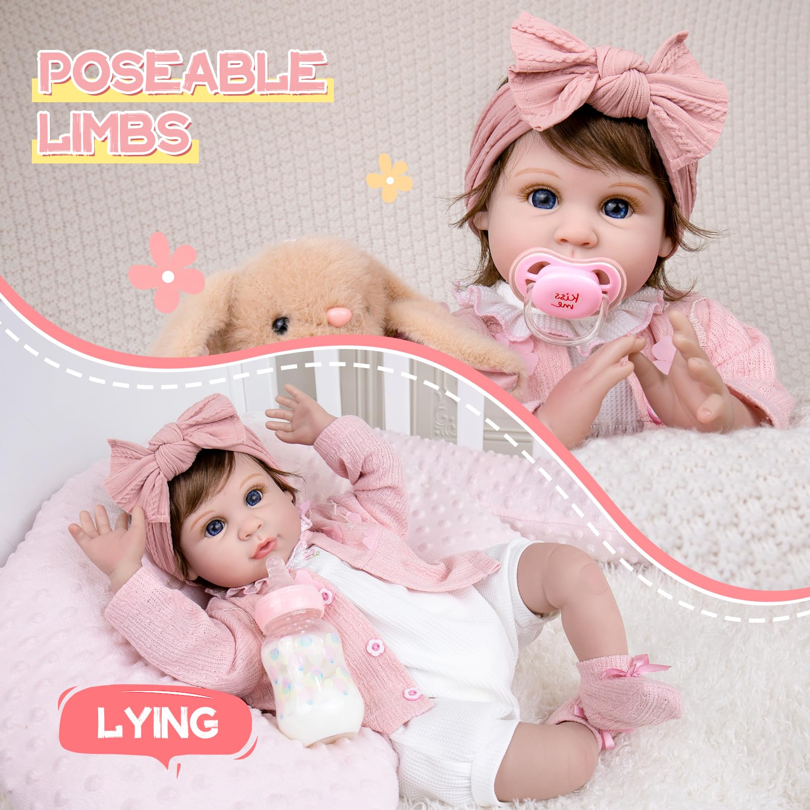 Aori Reborn 22in doll with magnetic pacifier for immersive play
