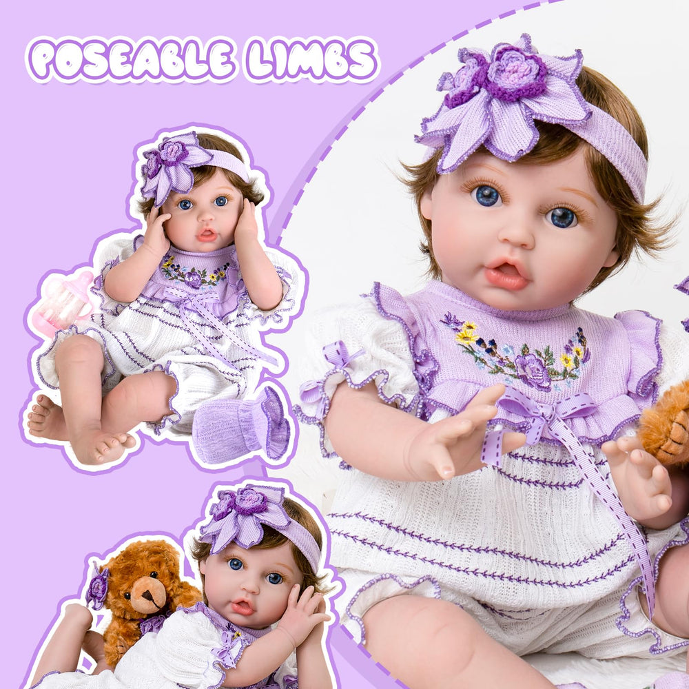 Aori Reborn 22-inch purple outfit showcases cute everyday styling for kids