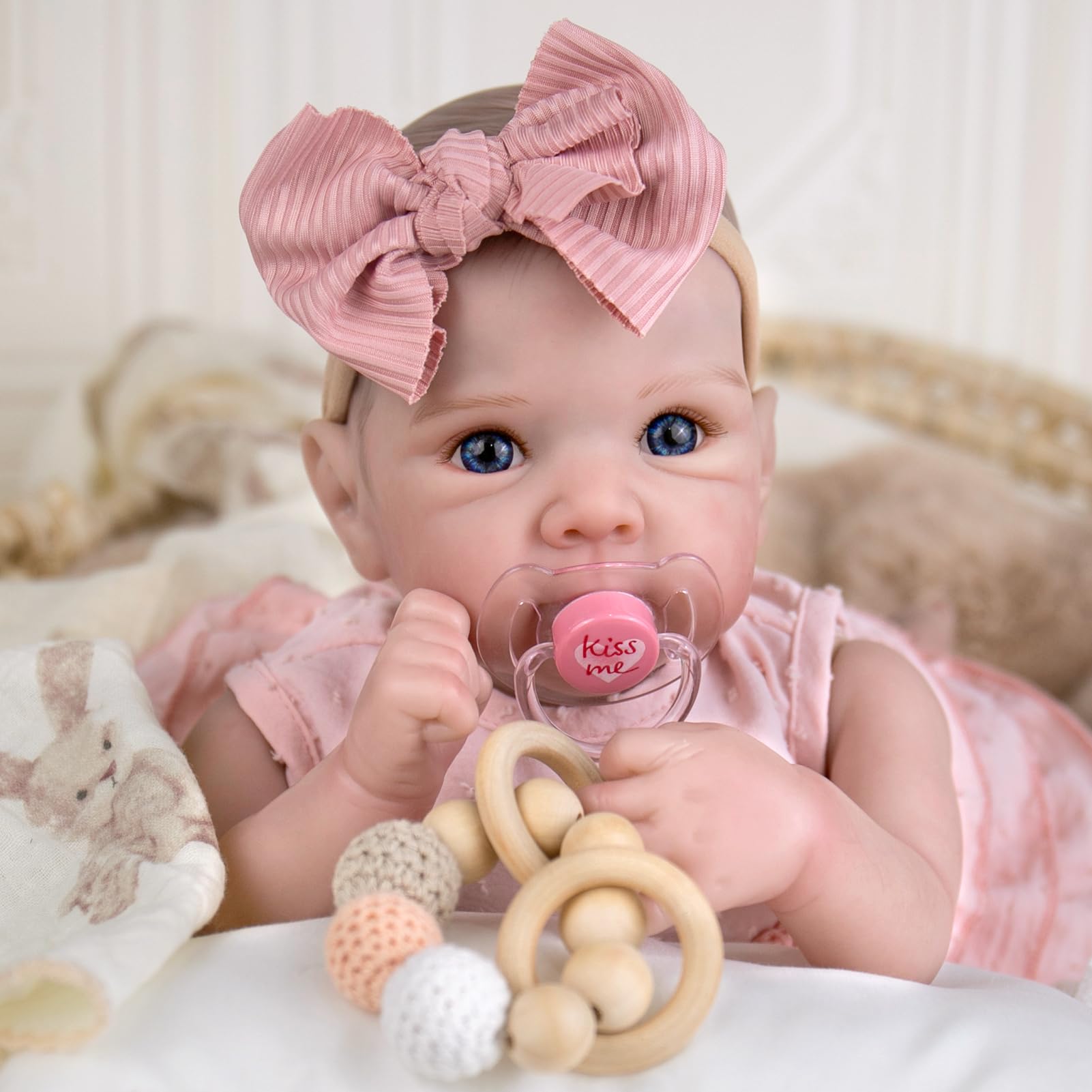 Aori doll with hand-painted blushing and long lashes for authentic detail.