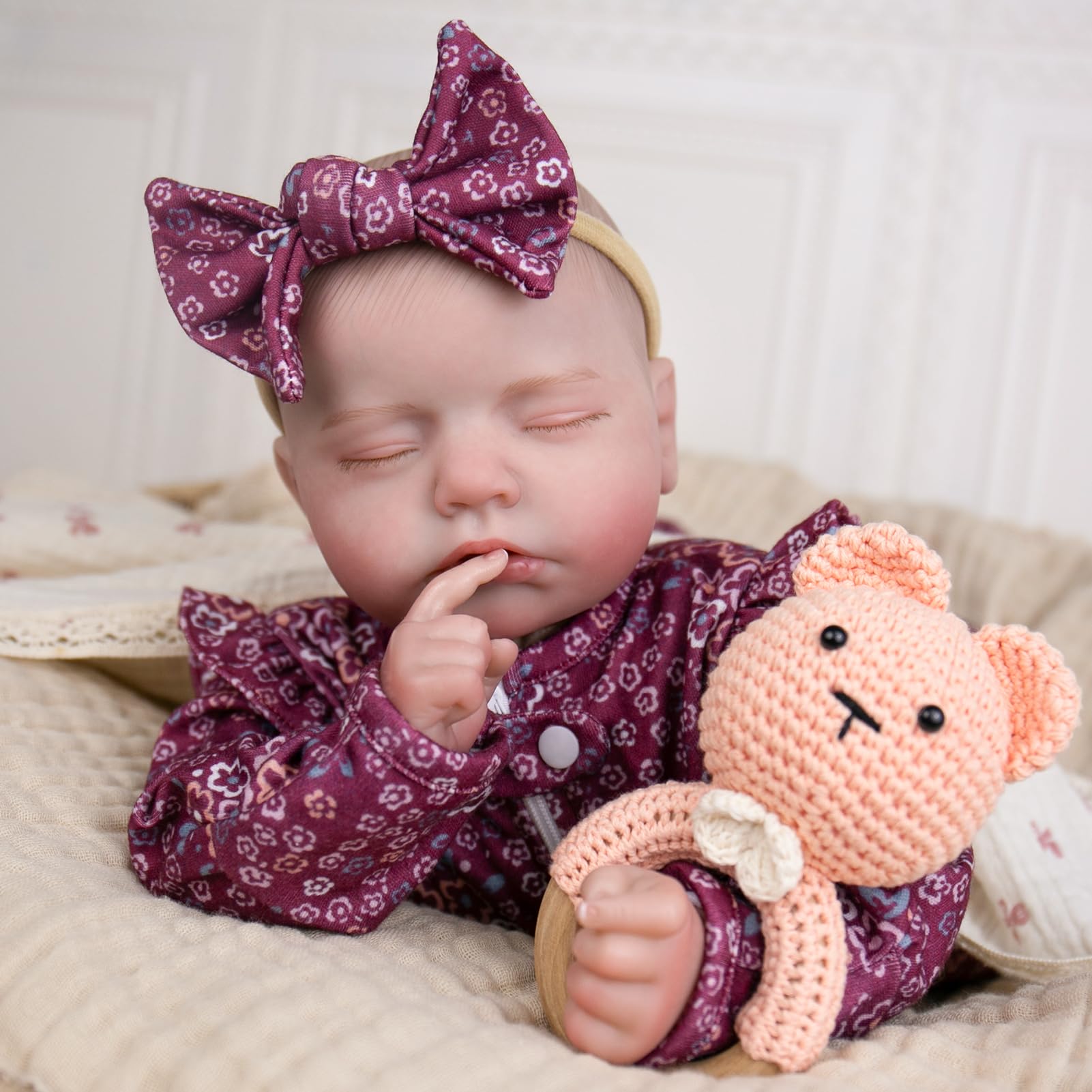 Aori Reborn doll hand-painted features showcase delicate blush and realistic eyes.