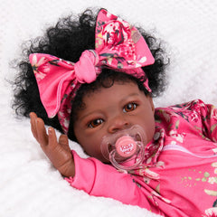 Aori Reborn Black Girl Doll face close-up highlighting lifelike features for imaginative play