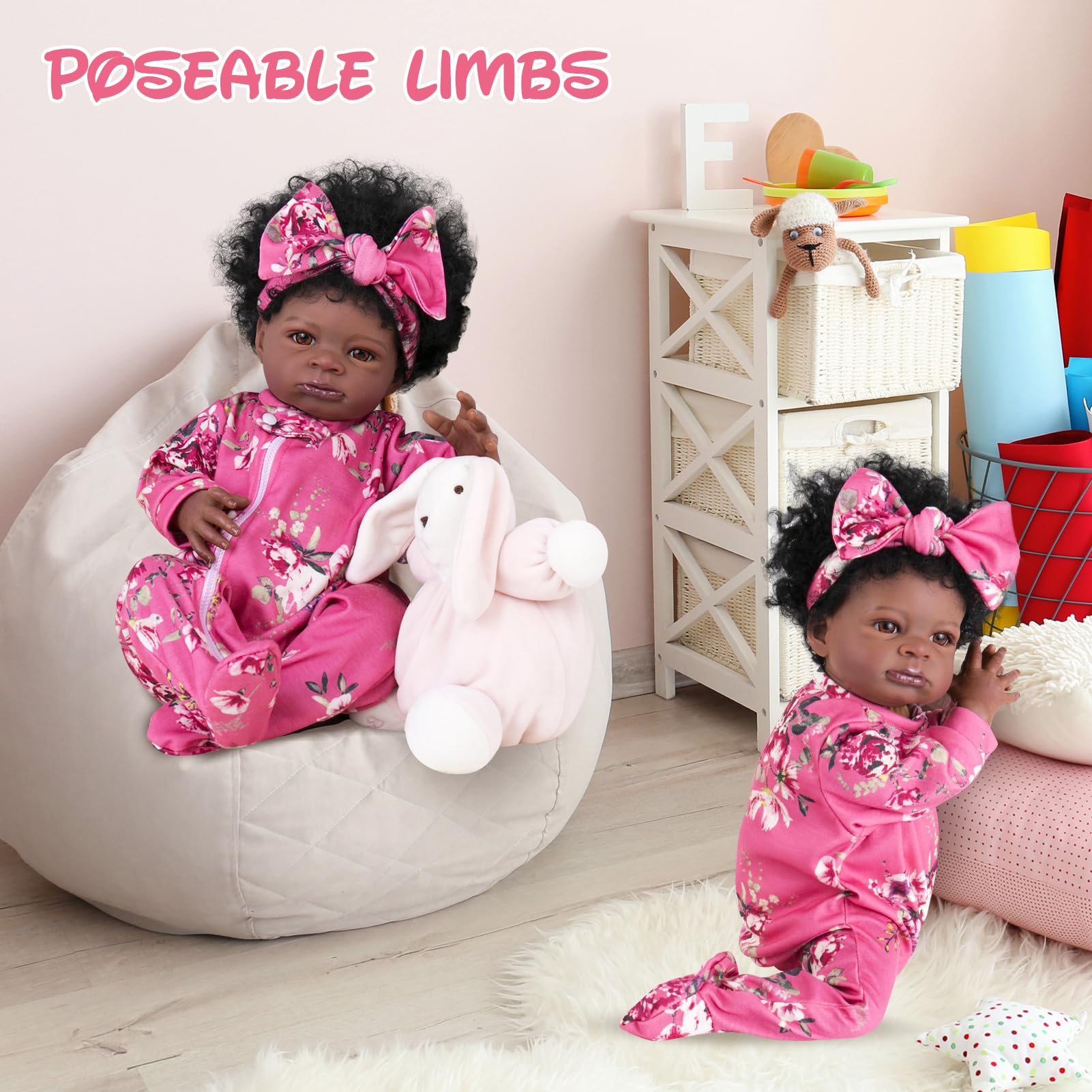 Aori Reborn Black Girl Doll nursery display setup for cozy decor