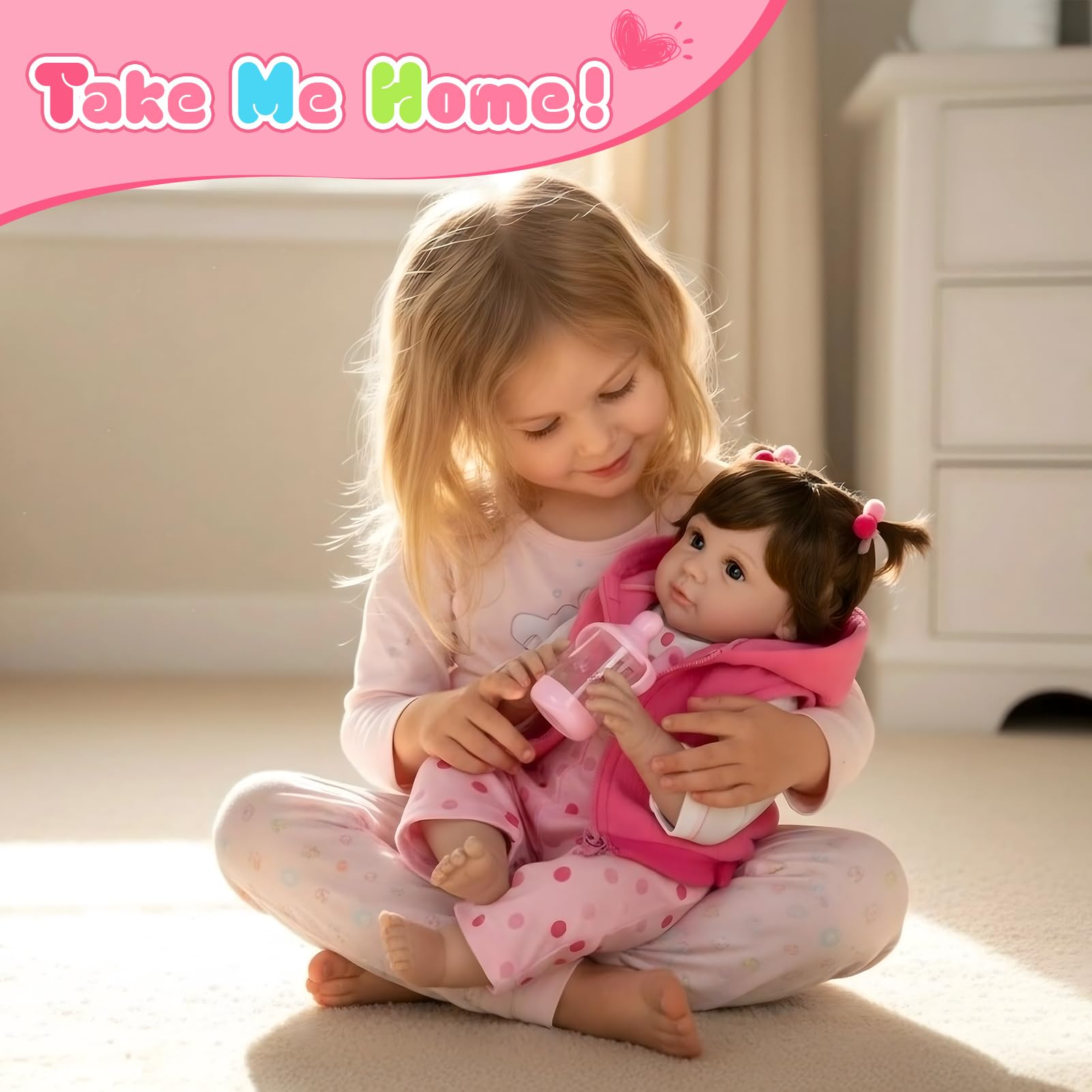 Aori Reborn Doll with rosebud lips enhances lifelike charm for cuddly storytelling.
