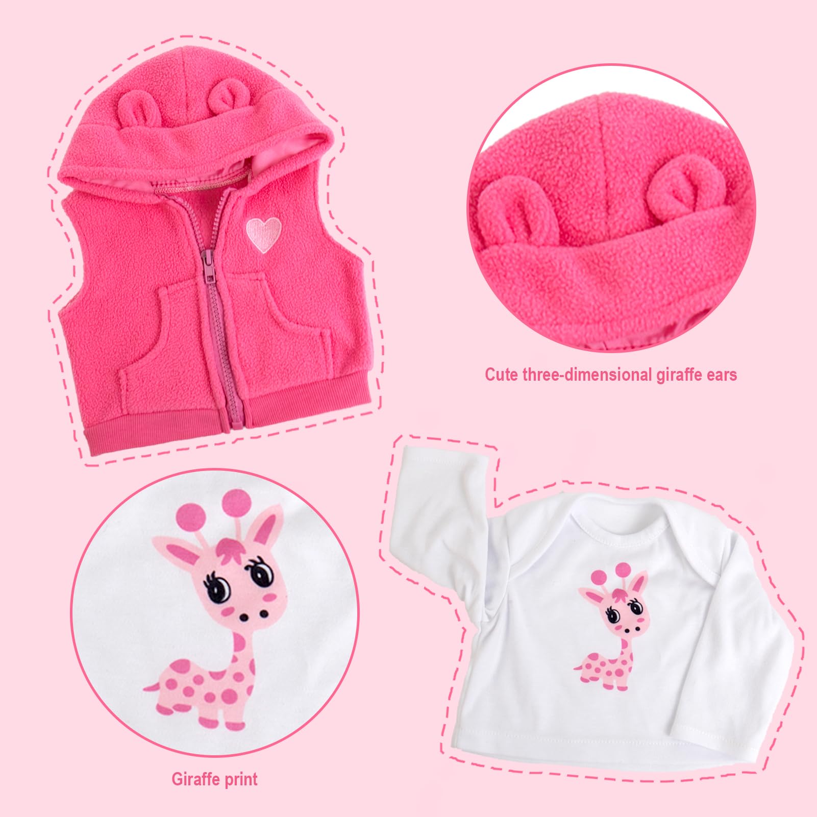 Aori Reborn doll clothes pink shoes; completes charming 20-24 inch doll looks.