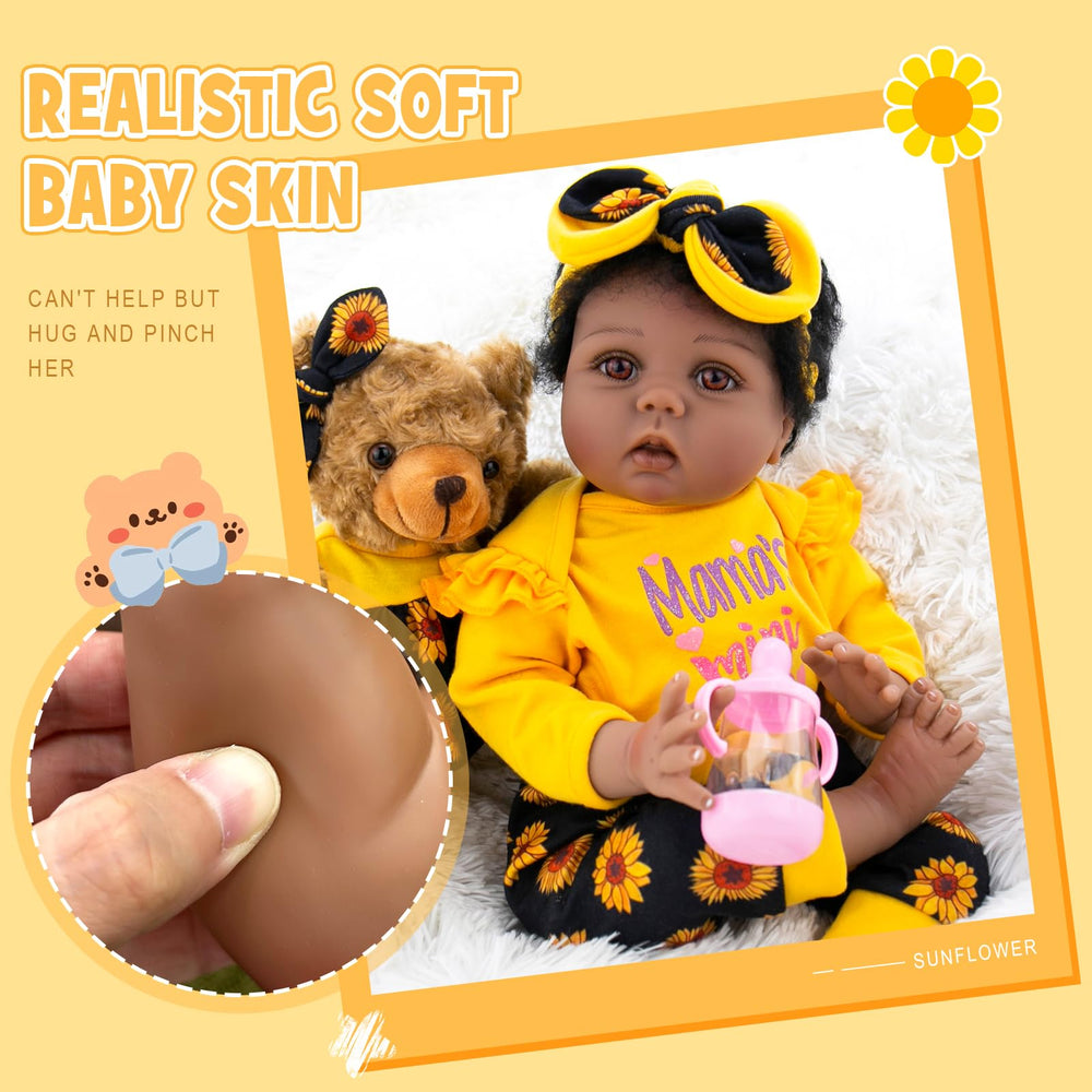 Aori Reborn doll with natural curly hair and styling accessories.