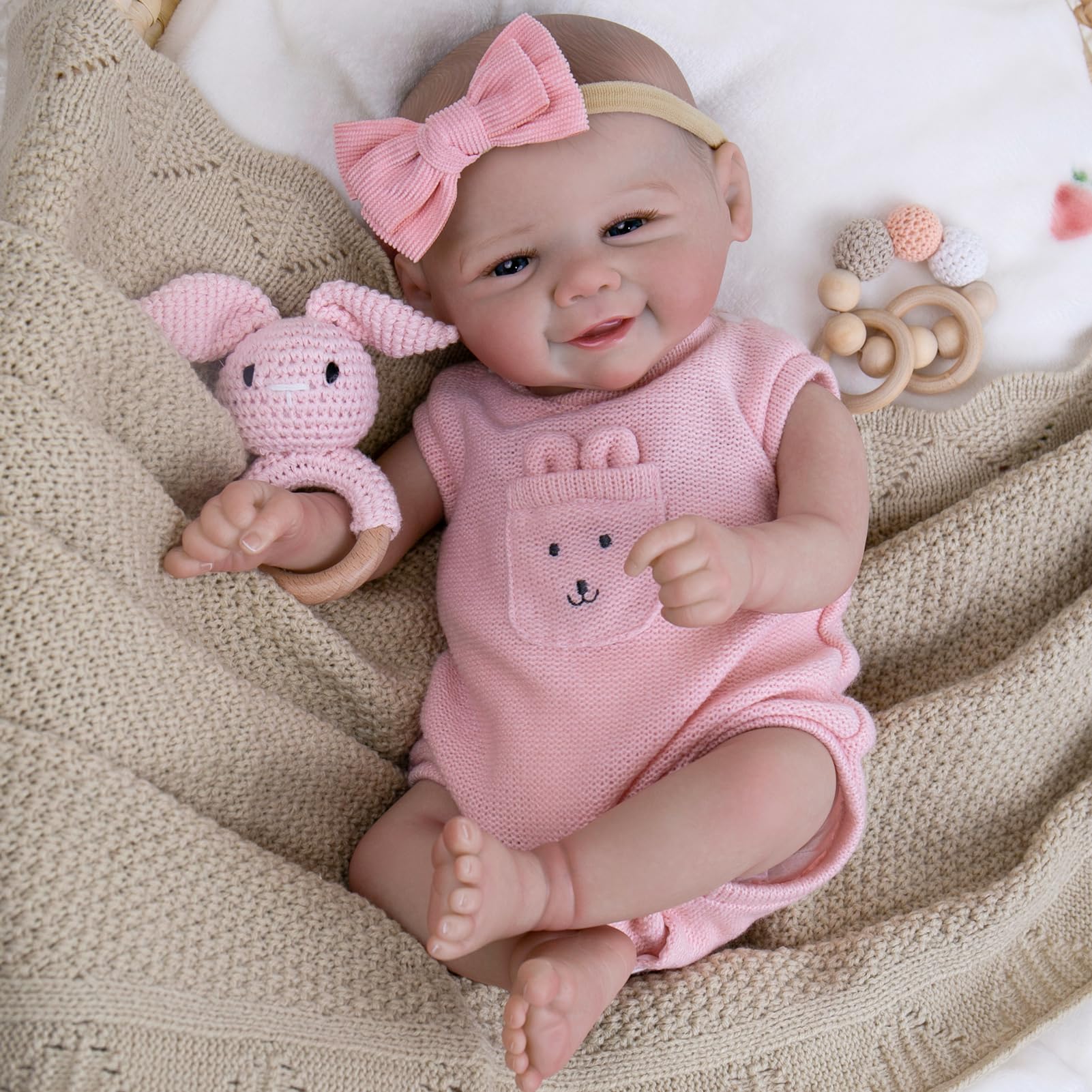 Aori Realistic Reborn doll face close-up showing lifelike skin texture for imaginative play