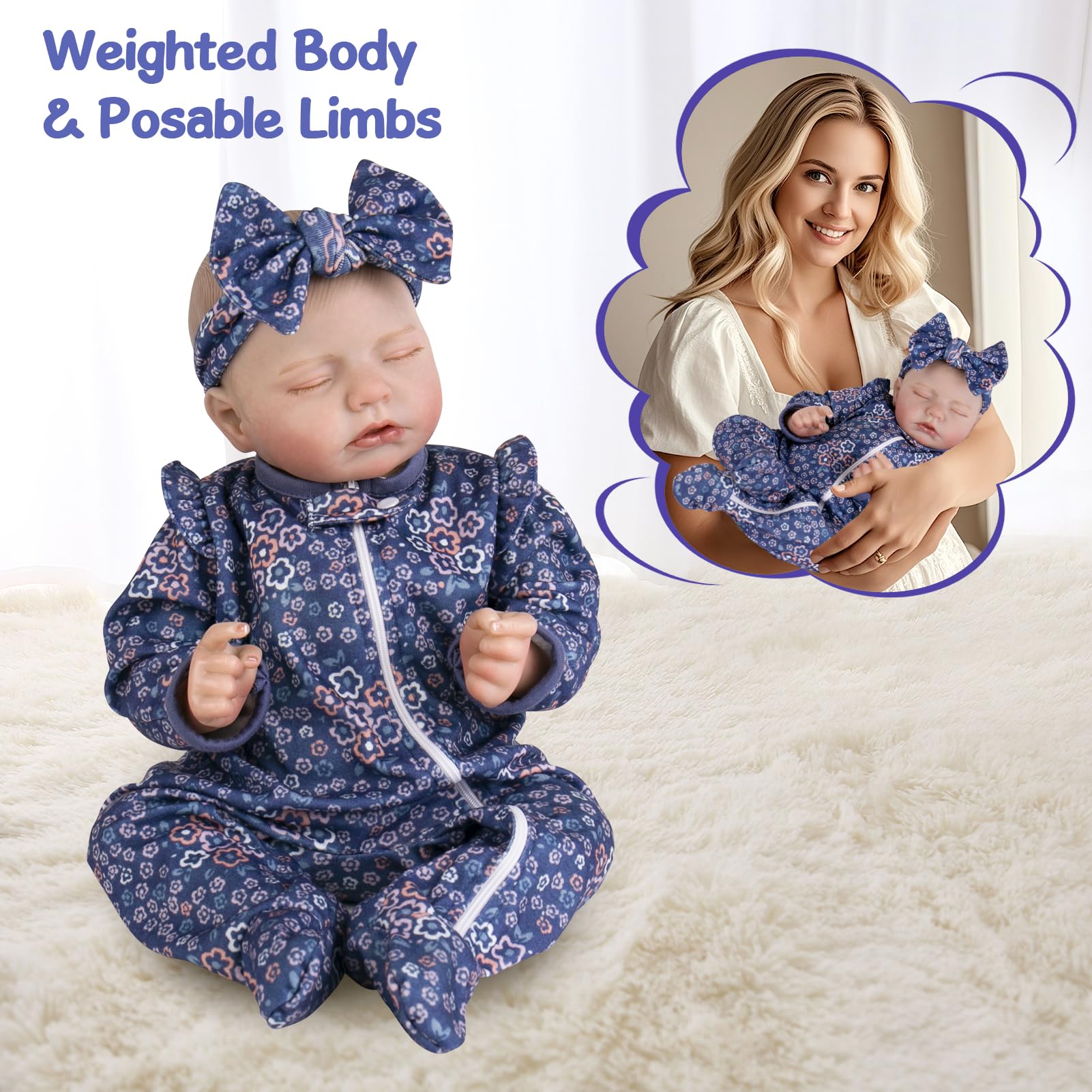 Aori soft body doll with poseable head and limbs for versatile play
